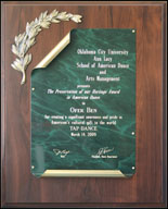 Oklahoma City University - Preservation of Our Heritage Award to Mr. Ofer Ben - March 14, 2009